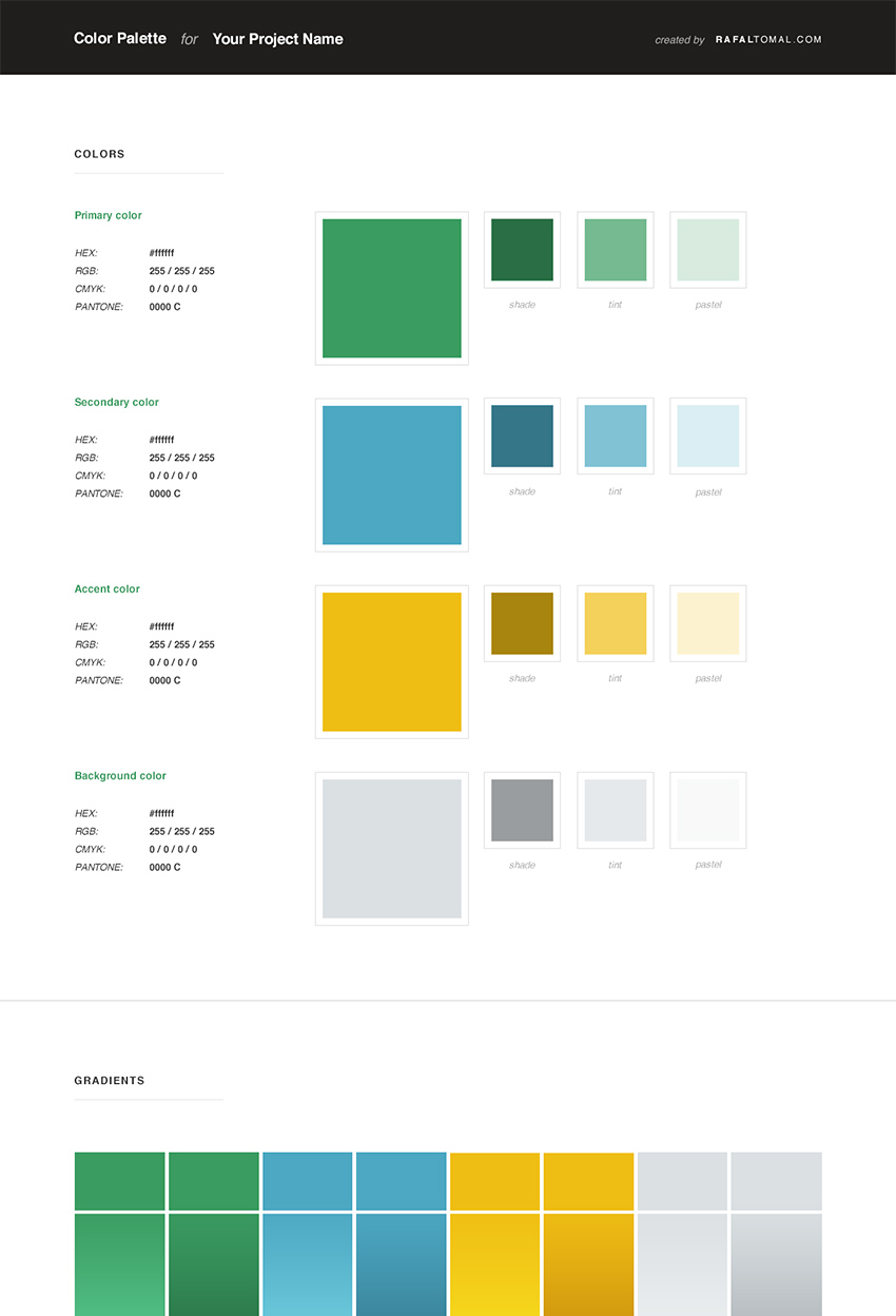 Color Palette Style Guide Template - RafalTomal.com