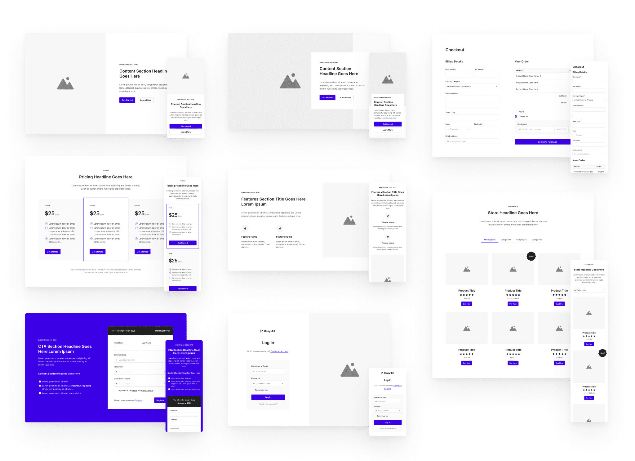 Pre-designed flexible and reusable section layouts.