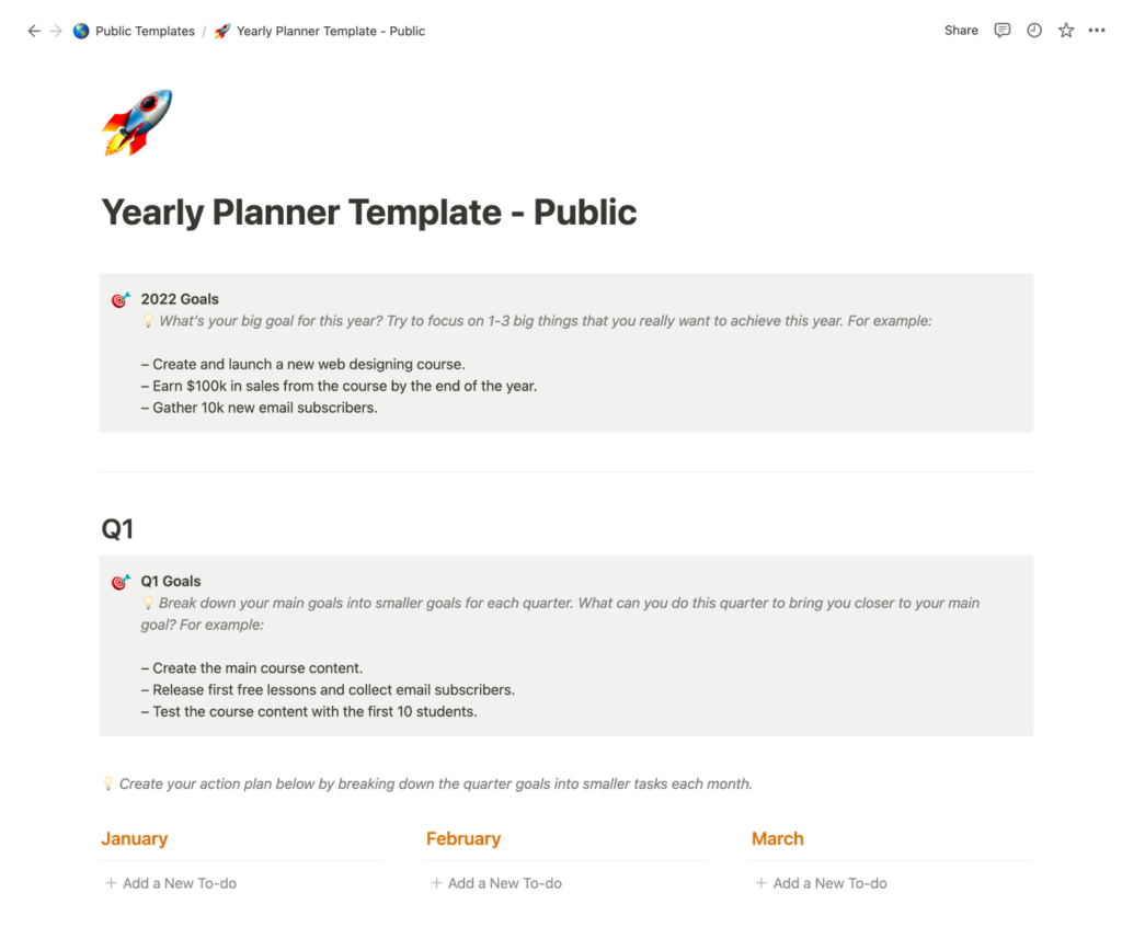 Choosing Your Goals Free Notion Yearly Planner Template Rafal Tomal